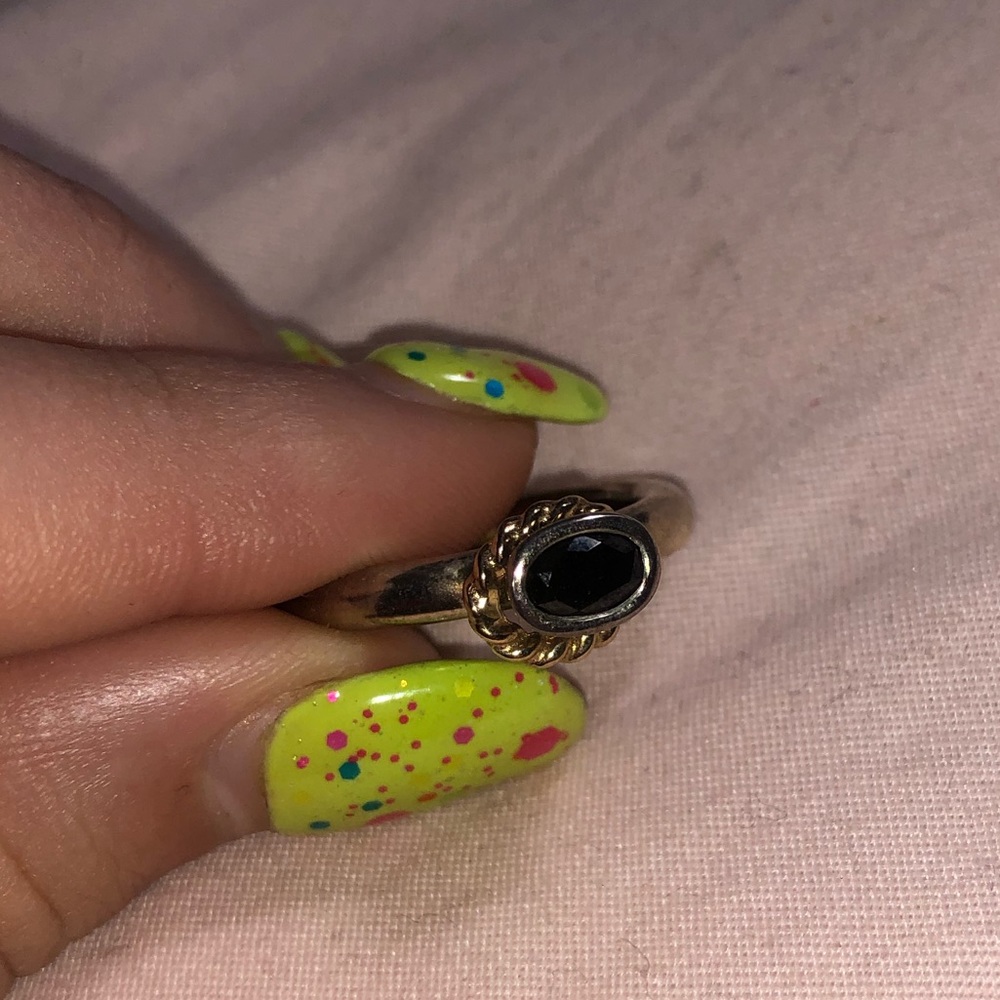 Retired Rare Pandora Ring black onyx 14k gold halo